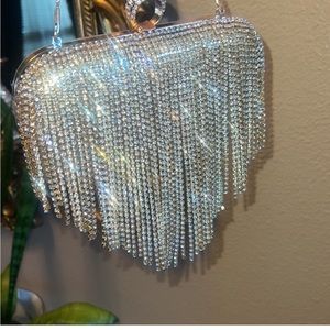 New Women's Rhinestone Clutch Evening Bag -  Glitter Tassel Purse